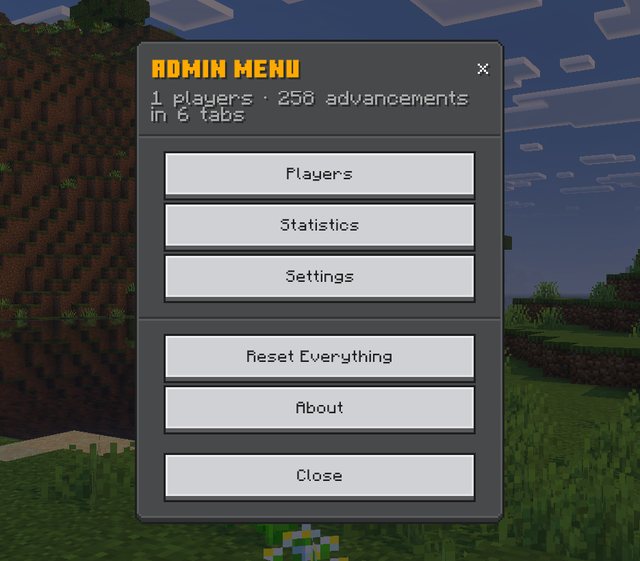 The admin menu