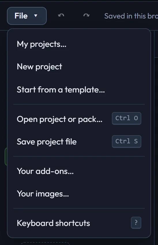 The File menu